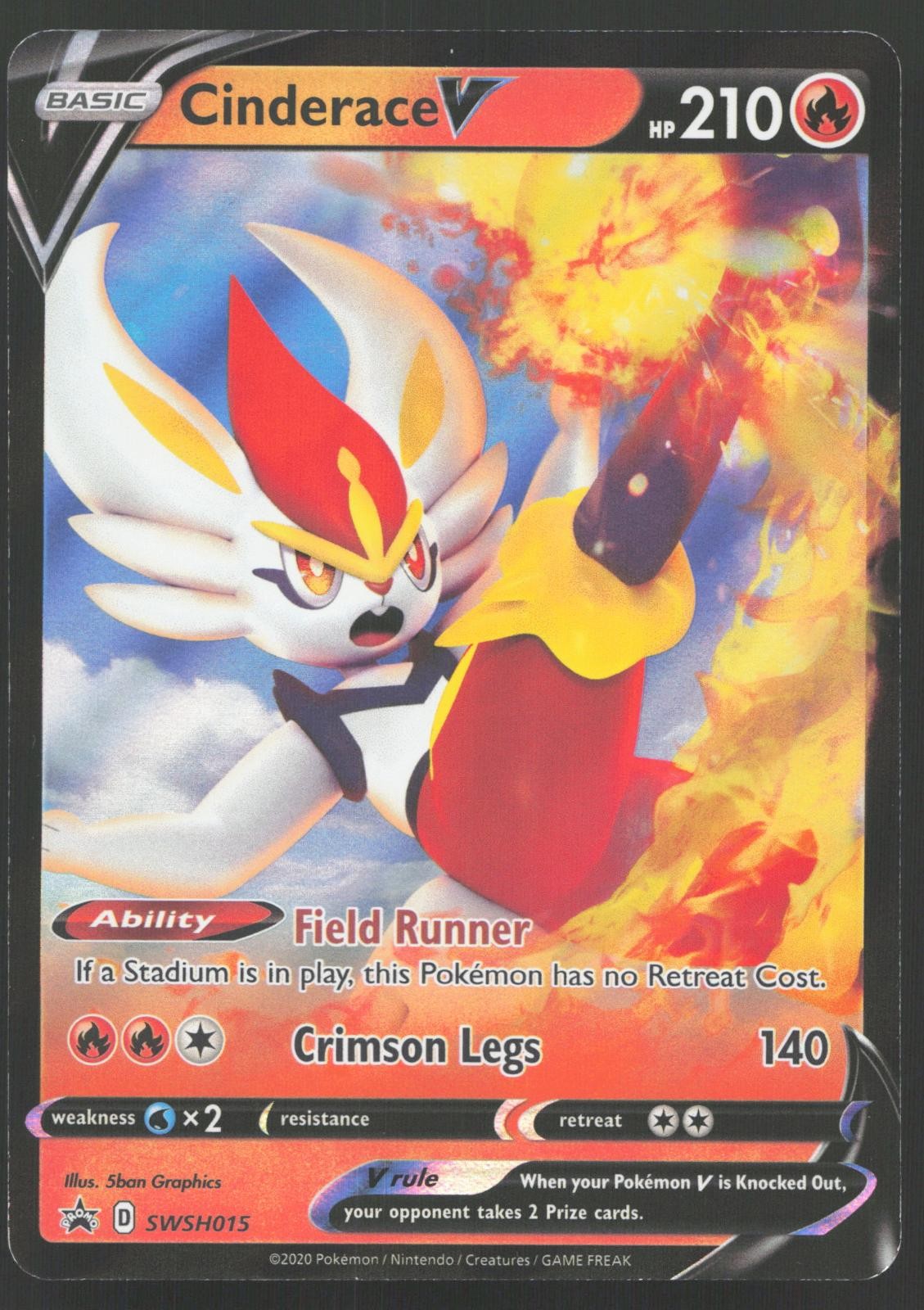 Cinderace V SWSH015 Holo Promo Sword & Shield Promo Pokemon LP