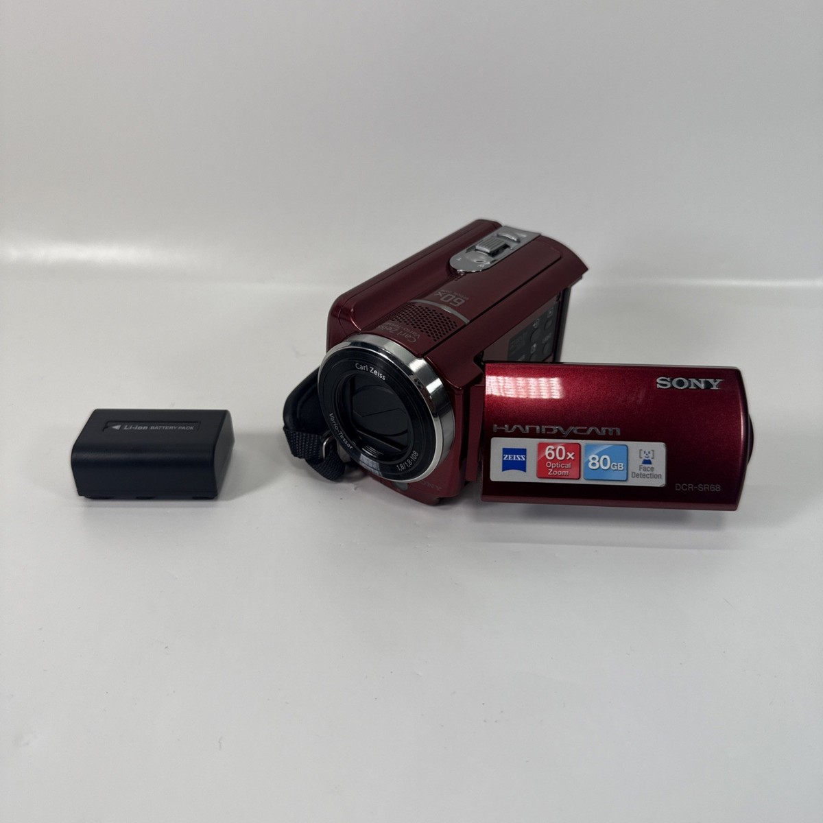 Sony Handycam DCR-SR68 Red Video Digital Camcorder 80GB (No