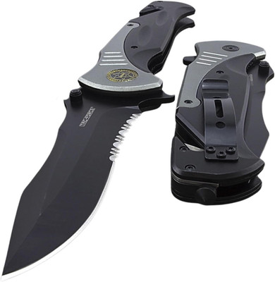 Extra Large Grey 10.5'' Every Day Carry Hunting, Outdoor Rescue Style Folding Poc
