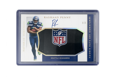 Rashaad Penny RPA  (rookie patch auto) numbered 1/3🔥national treasures nfl card