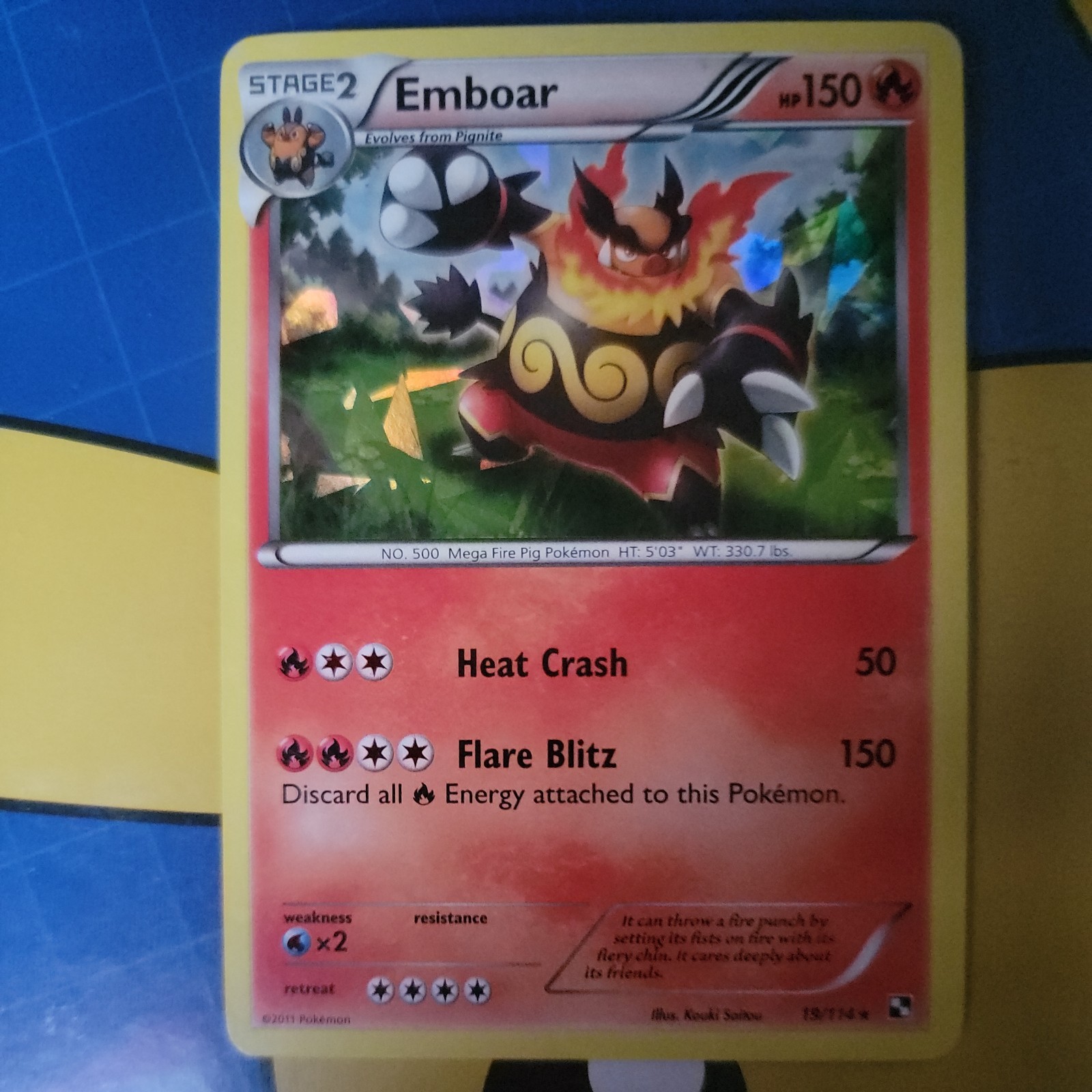 Pokemon Card Emboar 19/114 Reverse Holo Black & White Rare