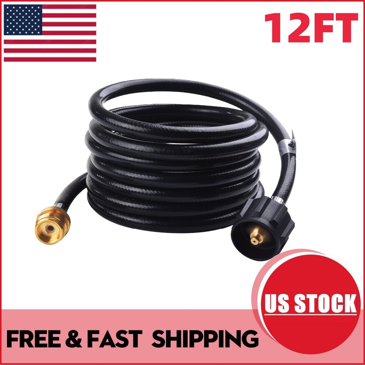 SHINESTAR 12FT Propane Hose for Buddy Heater, Weber Q, Colem