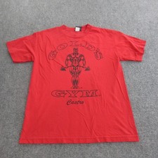 Vintage Gold's Gym Shirt Mens Large Red Castro Bodybuilder Graphic Tee 90s