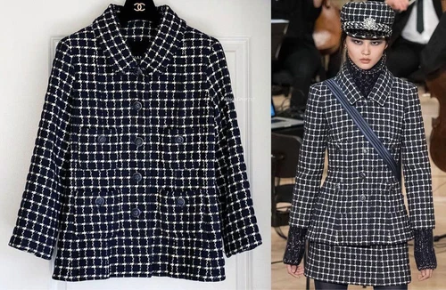 CHANEL Runway Setup Giacca Gonna Bianco Nero Taglia 34