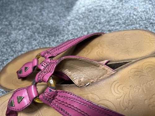 Clarks Artisan Sandals Pink Cork Heal Y2k Pealing Womens Size Leather Sz 10 - Picture 3 of 6