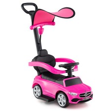 3-in-1 Ride on Push Car Mercedes-Benz Licensed Sliding Car with Canopy-Pink - Co