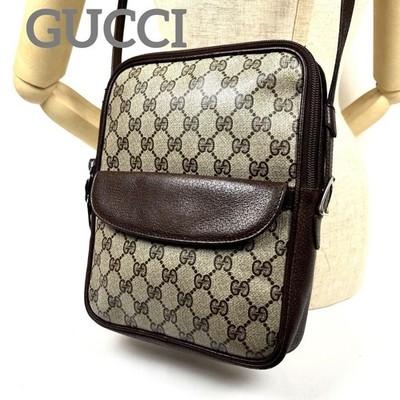 Gucci Vintage GG Supreme PVC Leather Sacoche Shoulder Bag