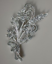 Stunning Silver Tone Vintage Marcasite Floral Bouquet Brooch Wild Flowers