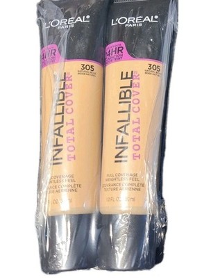 2x LOREAL #305 NATURAL BEIGE, INFALLIBLE 24HR TOTAL COVER, SEALED