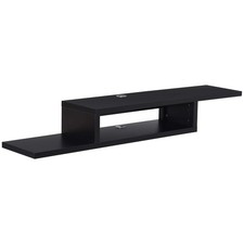 Floating TV Unit, Wall Mounted TV Stand with Open Shelf and 2 Cable Holes, Enter