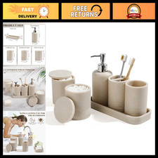 6-Piece Bathroom Accessory Set - Soap Dispenser, Toothbrush Holder, Vanity Tray
