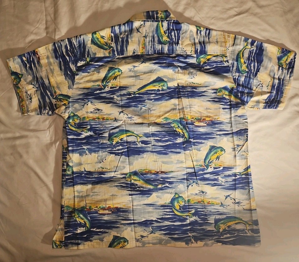Kahala Sportfish Division Vintage Hawaiian Shirt Game Fish Mens L ...
