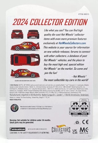 HOT WHEELS 2024 COLLECTOR EDITION ALFA ROMEO 155 V6 Ti MAIL IN W/ PROTECTOR - Afbeelding 2 van 2