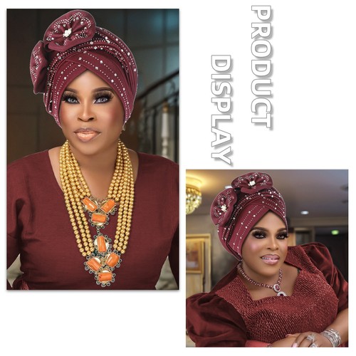 Pre-Tied Cross Head Wrap Turban Cap Flower Rhinestone Bonnet Hat Muslim African - Picture 16 of 32