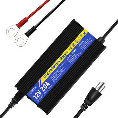 WattCycle 14.6V 20A Aluminum Shell LiFePO4 Battery Charger
