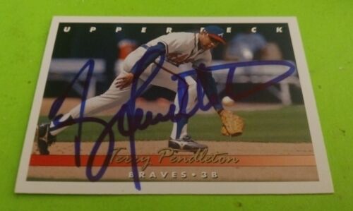 1993 Terry Pendleton carte de baseball MLB SIGNÉE Upper Deck #163 Atlanta Braves