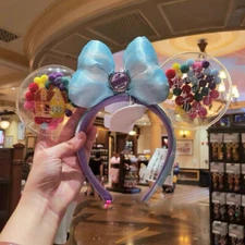 Disney Parks Disneyland UP Grape Soda Cap Balloons Minnie Mouse Ears Headband