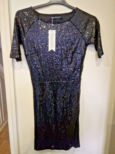 Sugarhill Boutique Black Sequins Dress, UK 10