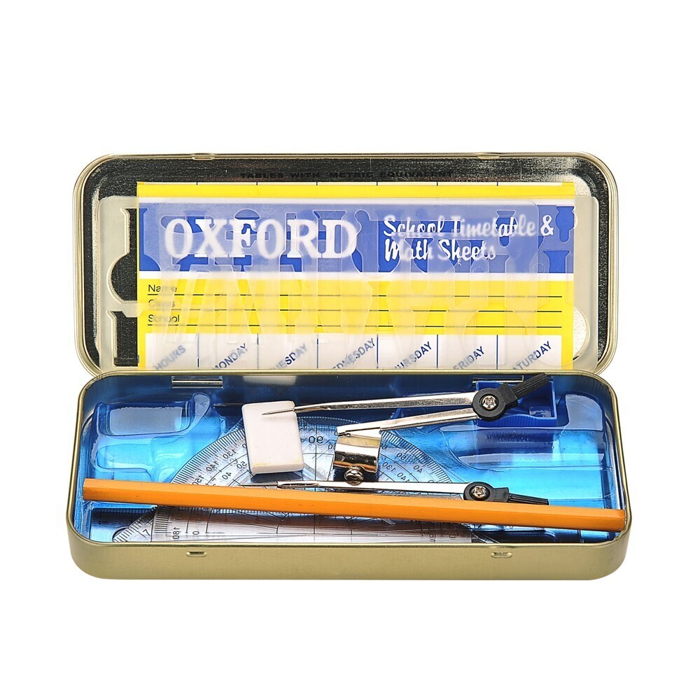 Oxford Maths Set Geometry Mathematics Instruments Set in Tin