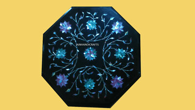 18'' black marble table top coffee center inlay mop malachite handmade deco c147