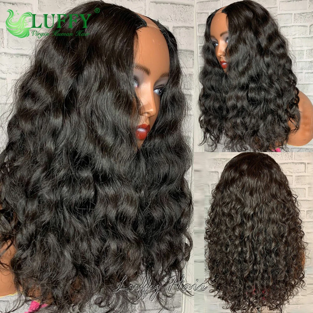 V Part Wigs Human Hair No Leave Out Brazilian Deep Loose Wave