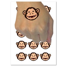 Grinning Chimpanzee Ape Monkey Face Temporary Tattoo Water Resistant Set