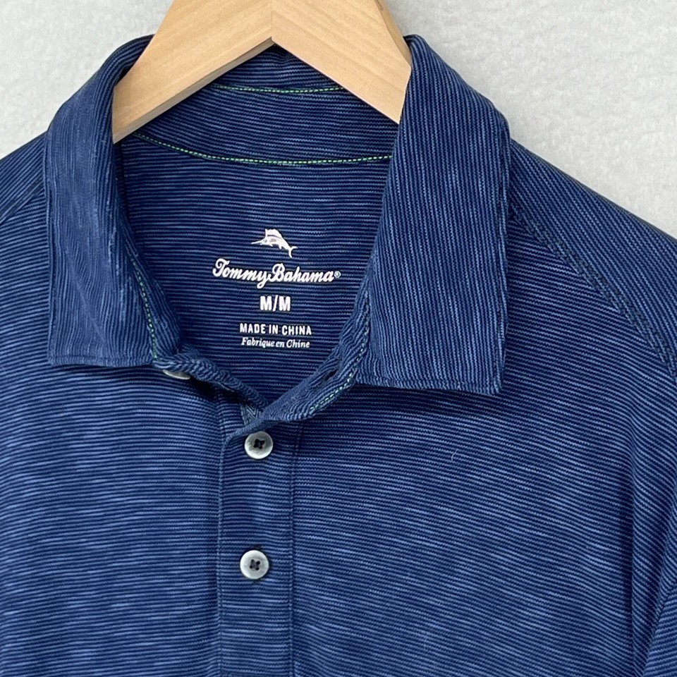 TOMMY BAHAMA Shirt Mens M La Jolla Cove Polo Golf Striped Long Sleeve