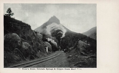 Cripple Creek CO Train Railroad St Peters Dome Gold Mining Vtg Postcard E25