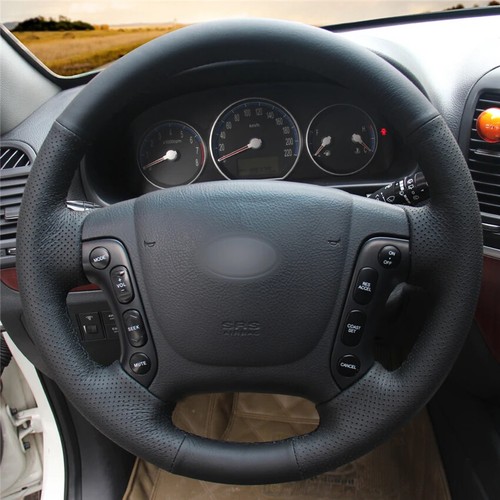 Cubierta de volante de coche de cuero negro para Hyundai Santa Fe H-1 Starex i800 - Imagen 2 de 6