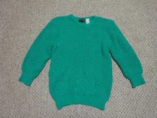 Gitano Sweater Green Metallic Crewneck SZ Small Made In Italy VTG