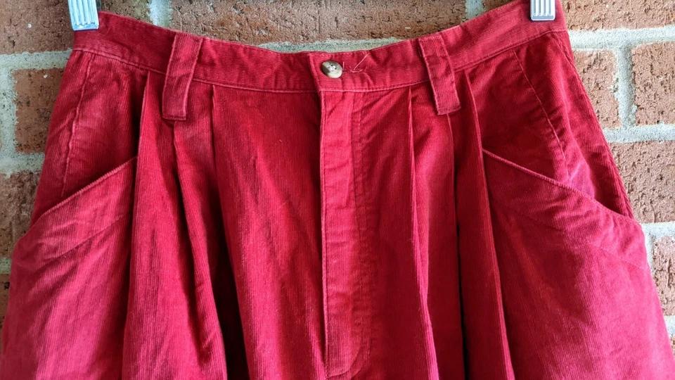 复古 Eddie Bauer 灯芯绒裙 8 码热粉色 Midi Prairie Preppy Modest — 第 2/4 张图片