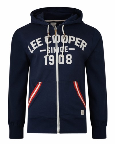 Lee Cooper Mens Hooded Sweatshirt Tops Retro Overhead & Zip Fleece Hoodies - Picture 4 of 12