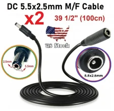 2pcs 1M / 3.3ft DC Male-to-Female Power Extension DC 5.5x 2.5mm Connector cable