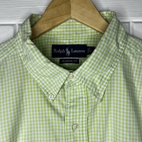 Ralph Lauren Shirt Mens Extra Large Classic Fit Green Check Plaid Short Sleeve - Picture 6 of 20