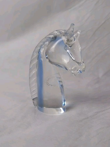V.Nason & C Murano kristallklar/blau Kunstglas Pferdekopf Skulptur Schachritter - Bild 4 von 11