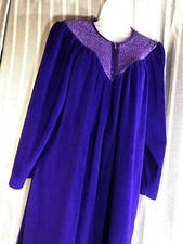 Vintage Vanity fair long nightgown 1/2 zip robe medium purple royal