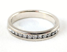 14K White Gold Approximately .11 Ct Channel Set Diamond Wedding Band Size 5.5