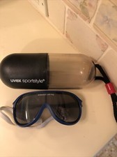 UVEX Sportstyle Goggle Sunglasses Case Vintage 1980s Waterproof Floating Blue