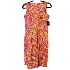 Just…Taylor womens size 4 floral geometric sheath dress zips up back lined NWT