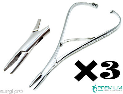 Set of 3 Dental Mathieu TC Needle Holder 14cm Forceps Pliers Surgical Instrument