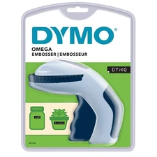 Dymo Omega Embossing Label Maker Grey Navy Ergonomic Soft Grip 49 Characters
