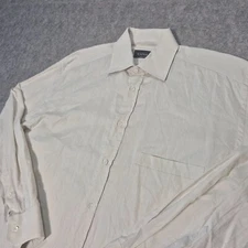Canali Shirt Mens 16 Cream Ivory Long Sleeve Button Up Made in Italy
