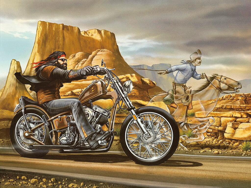 V8941 Ghost Rider David Mann Cult Biker Painting Art Decor
