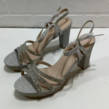 TOP Moda Womens Ankle Strap Open Toe Platform Dressy  Strappy Rhinestone Size 10