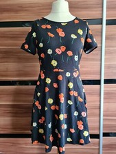 Dorothy Perkins Black & Floral Short Sleeve Dress - Size 14