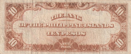 Philippines 1933 10 Pesos Circulated Banknote Pick 23 - Picture 2 of 2