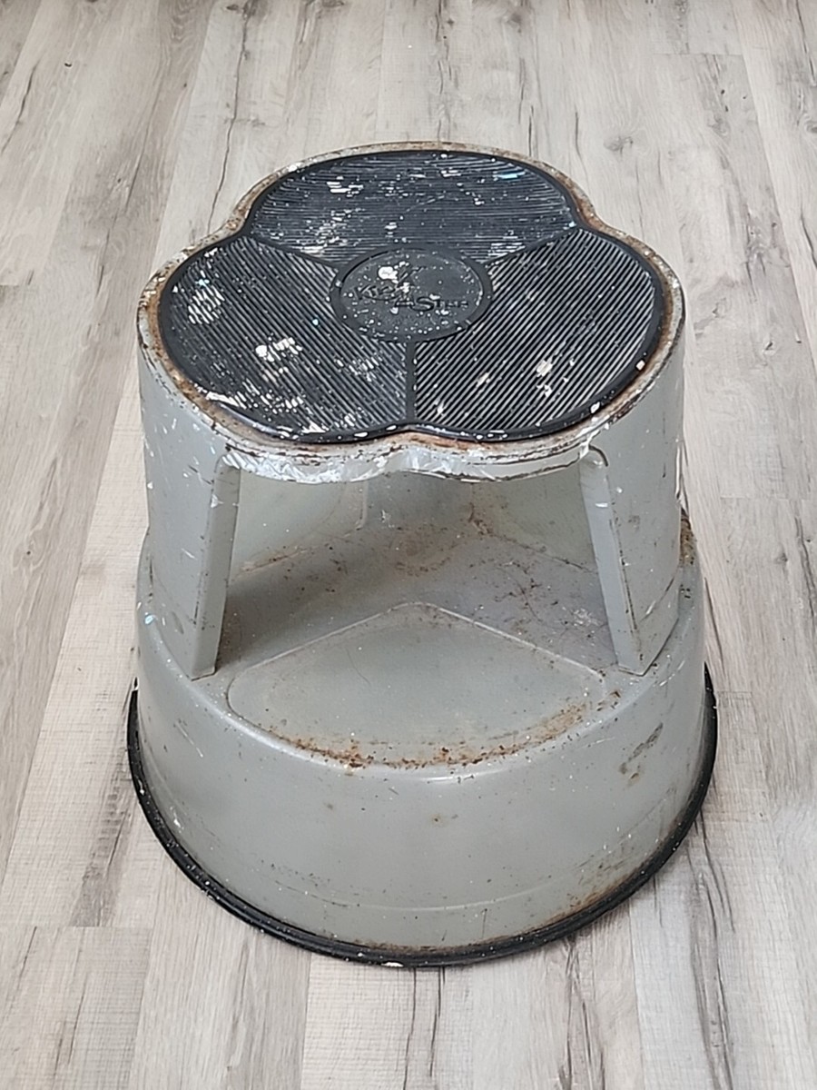 Vintage Gray/Black KIK-STEP Industrial Rolling Step Stool By Cramer  Industries