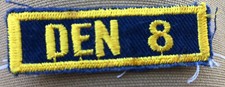 Cub Scout BSA Den Number 8 Uniform Embroidered Sleeve Patch Blue Gold MR FS