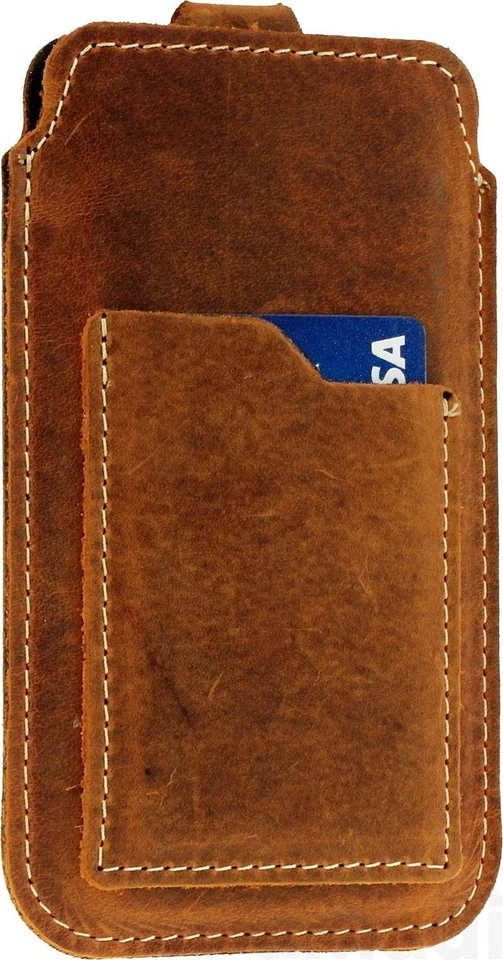 PULL-UP STRIP GENUINE LEATHER SLIM CASE WITH CARD POCKET SLEEVE POUCH FOR PHONE - Image 2 of 4