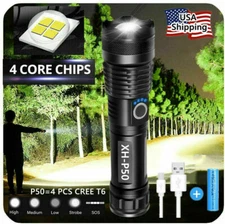 Super-Bright  90000LM LED Tactical Flashlight With Rechargeable Battery